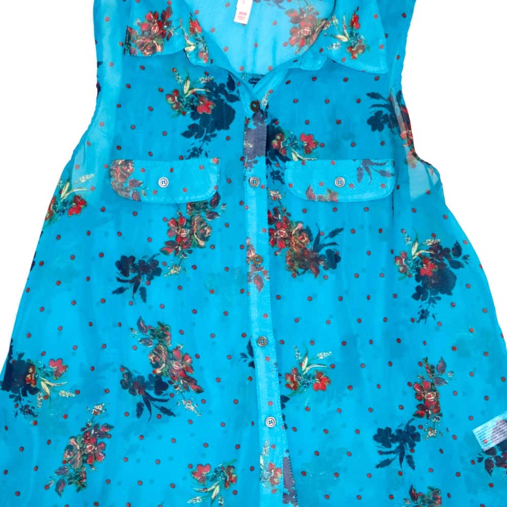 Floral Sheer Button Up Blouse